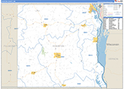 Houston County Wall Map Basic Style