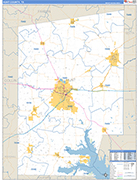 Hunt County Wall Map Basic Style