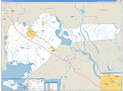 Iberia County Wall Map Basic Style