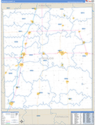 Iroquois County Wall Map Basic Style