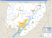 Jackson County Wall Map Basic Style