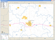 Jefferson County Wall Map Basic Style