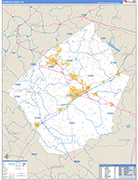 Johnston County Wall Map Basic Style