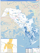 Lafourche County Wall Map Basic Style