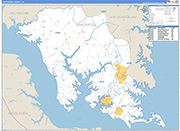 Lancaster County Wall Map Basic Style