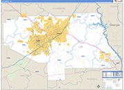 Lee County Wall Map Basic Style