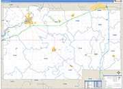 Lee County Wall Map Basic Style