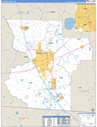 Lowndes County Wall Map Basic Style