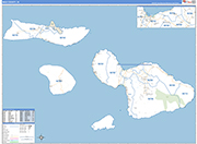 Maui County Wall Map Basic Style