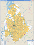 Mecklenburg Wall Map Basic Style