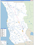Mendocino Wall Map Basic Style