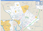 Mercer County Wall Map Basic Style