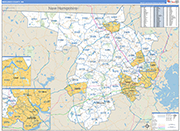 Middlesex Wall Map Basic Style