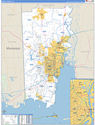 Mobile County Wall Map Basic Style