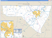 Monongalia County Wall Map Basic Style
