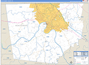 Montgomery County Wall Map Basic Style