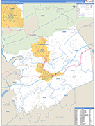 Montgomery County Wall Map Basic Style