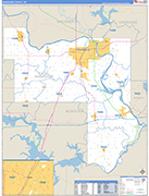 Muskogee County Wall Map Basic Style