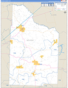 Nevada County Wall Map Basic Style