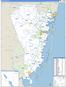 Ocean County Wall Map Basic Style