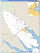 Pasquotank County Wall Map Basic Style