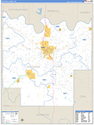 Pontotoc County Wall Map Basic Style