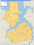 Portsmouth County Wall Map Basic Style