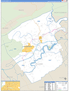 Pulaski County Wall Map Basic Style