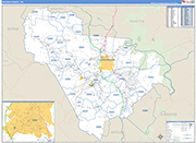 Raleigh County Wall Map Basic Style