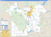 Rapides County Wall Map Basic Style