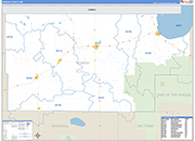 Roseau County Wall Map Basic Style