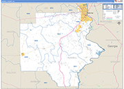 Russell County Wall Map Basic Style