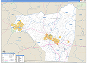 Rutherford County Wall Map Basic Style