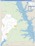 Sabine County Wall Map Basic Style