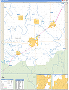 Saline County Wall Map Basic Style
