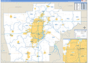 Sangamon County Wall Map Basic Style