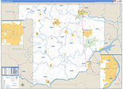 Sauk County Wall Map Basic Style