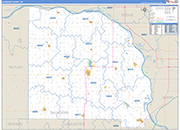 Saunders County Wall Map Basic Style