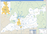 Shasta County Wall Map Basic Style