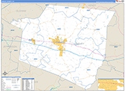 Shelby County Wall Map Basic Style