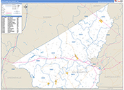 Southampton County Wall Map Basic Style