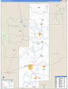 Sunflower County Wall Map Basic Style