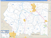 Surry County Wall Map Basic Style