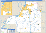 Tazewell County Wall Map Basic Style