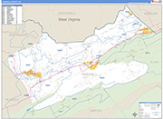 Tazewell County Wall Map Basic Style