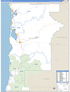 Tillamook County Wall Map Basic Style