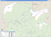 Tucker County Wall Map Basic Style