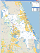 Volusia County Wall Map Basic Style