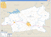 Washington County Wall Map Basic Style