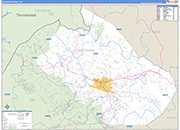 Watauga County Wall Map Basic Style